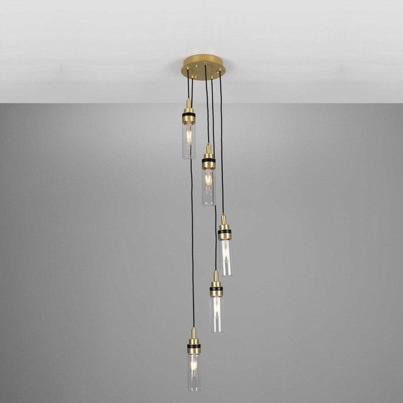 Seoul Cluster Chandelier-Mullan Lighting-Antique Brass-Clear Teardrop-nirohome