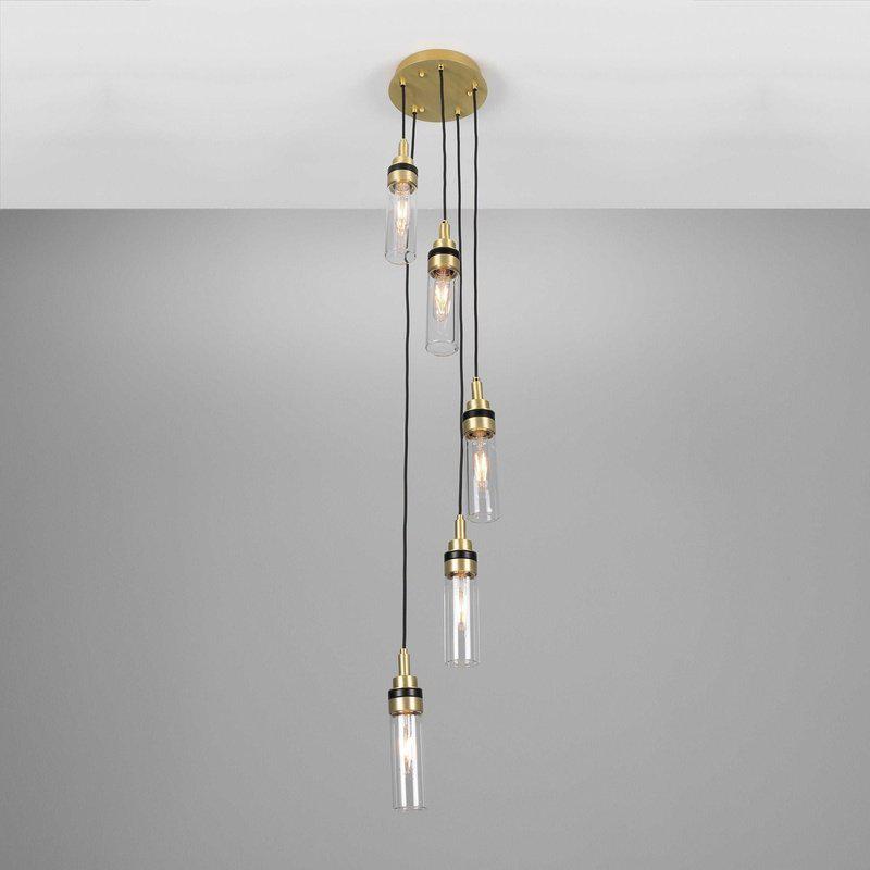 Seoul Cluster Chandelier-Mullan Lighting-Antique Brass-Clear Teardrop-nirohome