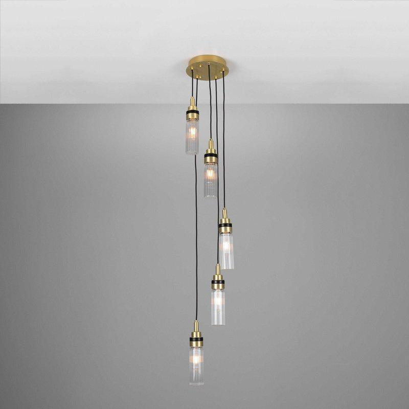 Seoul Cluster Chandelier-Mullan Lighting-Antique Brass-Clear Teardrop-nirohome