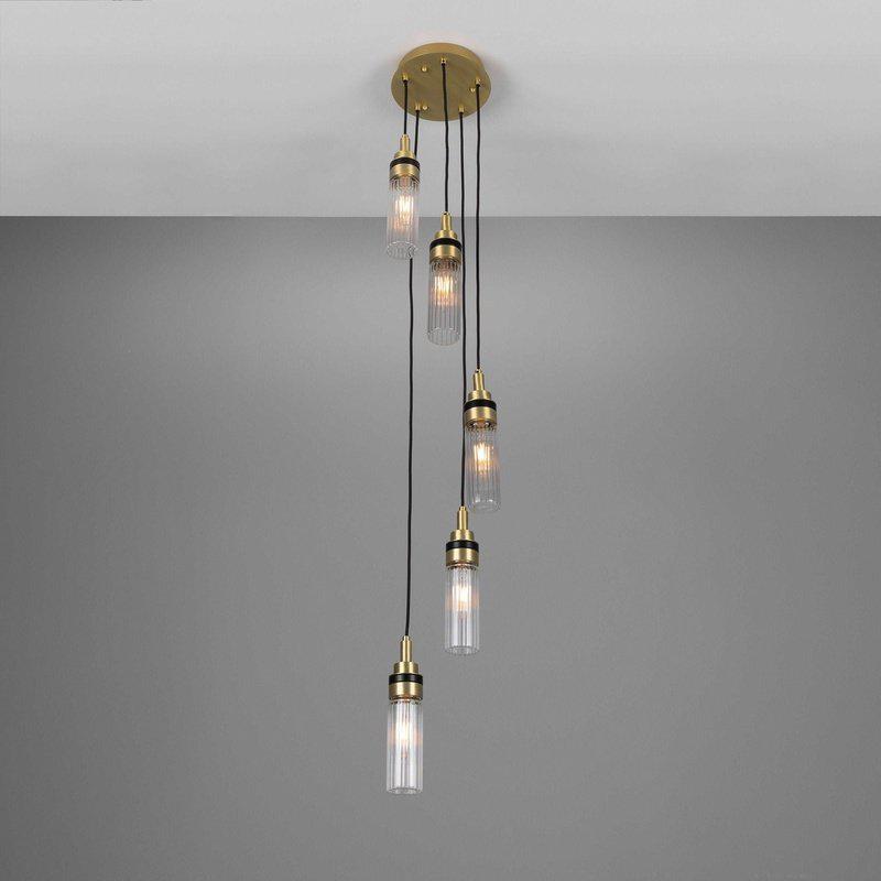 Seoul Cluster Chandelier-Mullan Lighting-Antique Brass-Clear Teardrop-nirohome