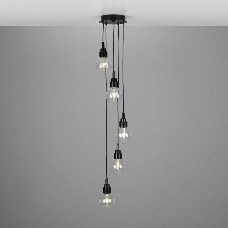 Seoul Cluster Chandelier-Mullan Lighting-Powder Coated Matt Black-Clear Globe-nirohome