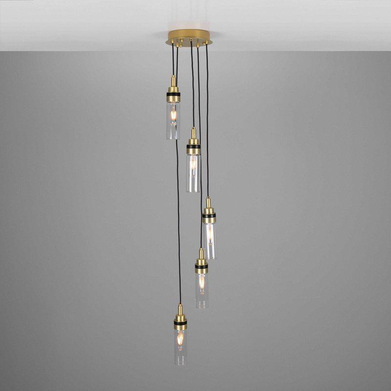 Seoul Cluster Chandelier-Mullan Lighting-Satin Brass-Clear Teardrop-nirohome