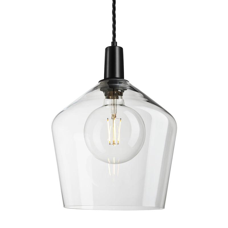 Sleek Glass Schoolhouse Pendant - 10Inch-Industville-Clear-Black-nirohome