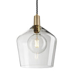 Sleek Glass Schoolhouse Pendant - 10Inch-Industville-Clear-Brass-nirohome