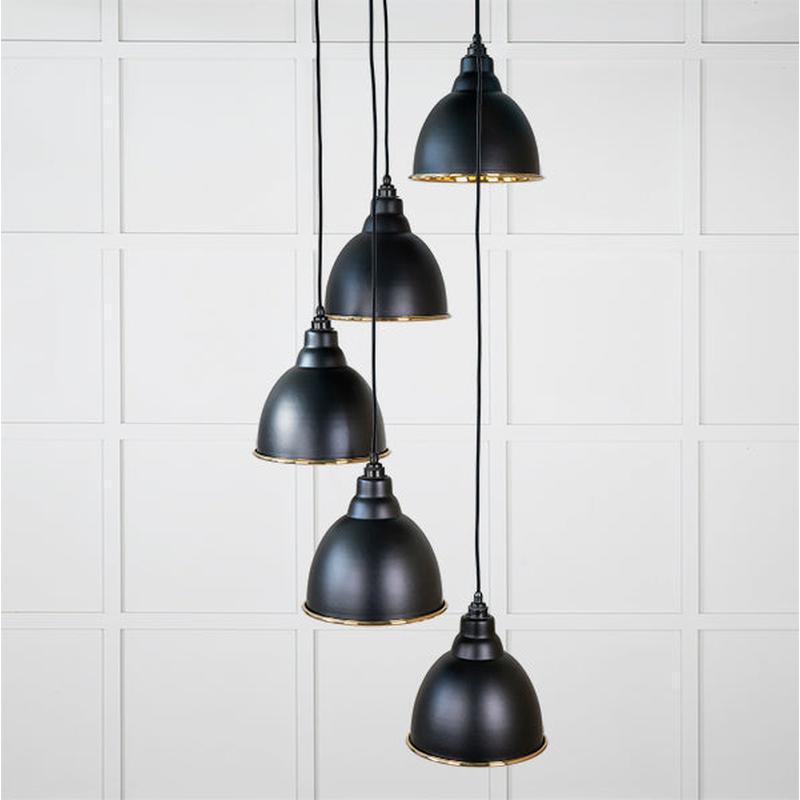 Smooth Brass Brindley Cluster Pendant-From The Anvil-Elan Black-nirohome