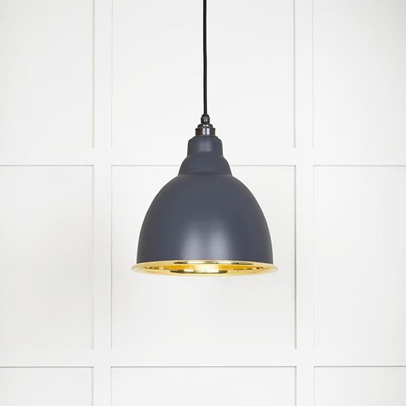 Smooth Brass Brindley Pendant-From The Anvil-Slate-nirohome