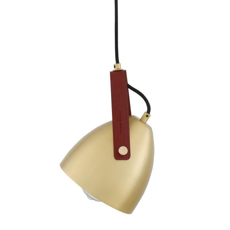 Southwark Pendant with Rescued Fire-Hose Strap-Mullan Lighting-Satin Brass-Red-100cm-nirohome