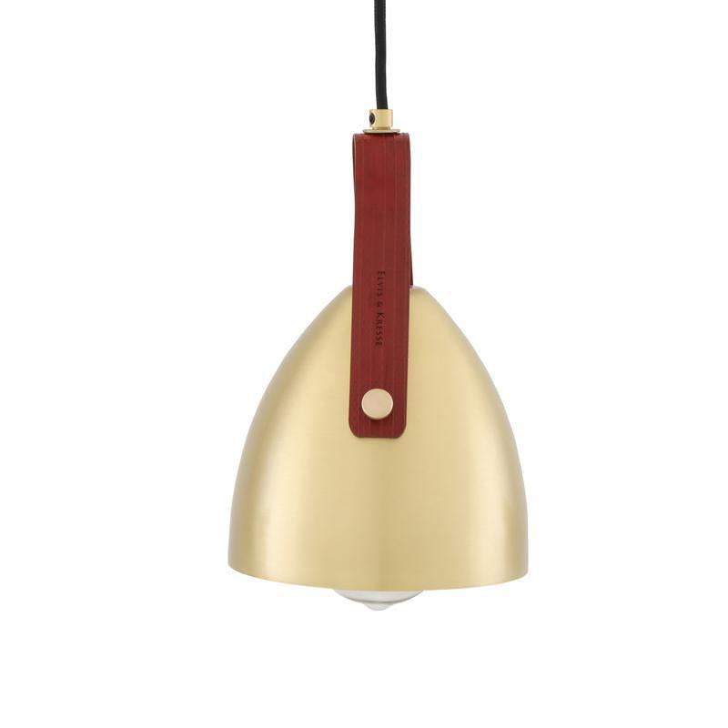 Southwark Pendant with Rescued Fire-Hose Strap-Mullan Lighting-Satin Brass-Red-100cm-nirohome