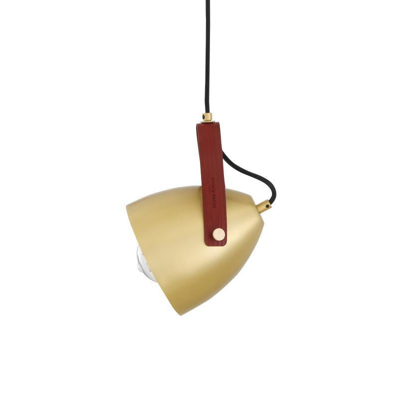 Southwark Pendant with Rescued Fire-Hose Strap-Mullan Lighting-Satin Brass-Red-100cm-nirohome