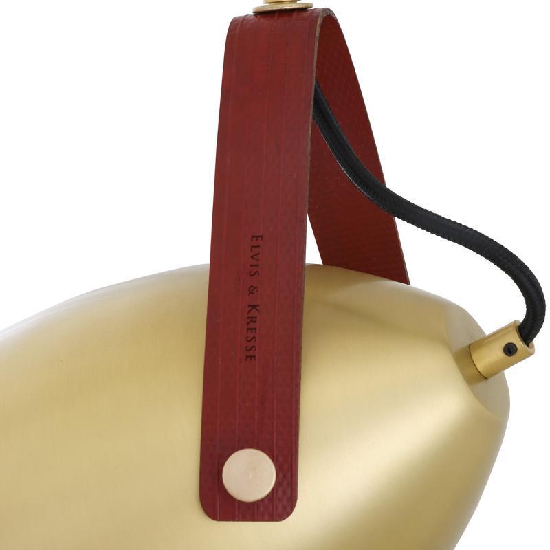 Southwark Pendant with Rescued Fire-Hose Strap-Mullan Lighting-Satin Brass-Red-100cm-nirohome