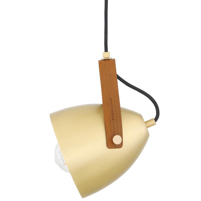 Southwark Pendant with Rescued Fire-Hose Strap-Mullan Lighting-Satin Brass-Yellow-100cm-nirohome