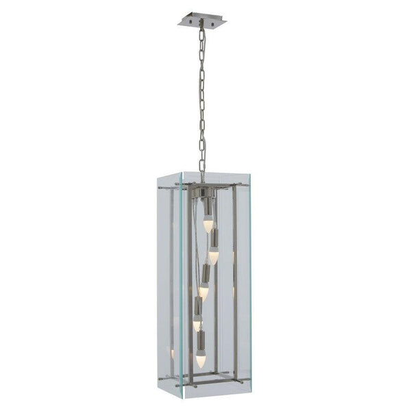 Sutton 5 Bulb Glass Rectangular Chandelier