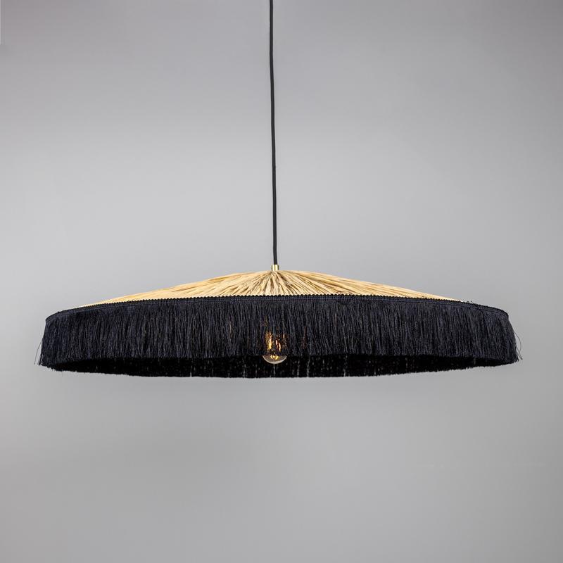 Syracuse Raffia Black Tassel Pendant Light 78cm-Mullan Lighting-100cm-nirohome