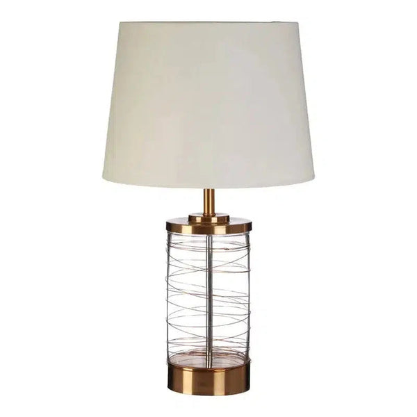 Tara Glass Table Lamp With Gold Wire Detail & Linen Shade