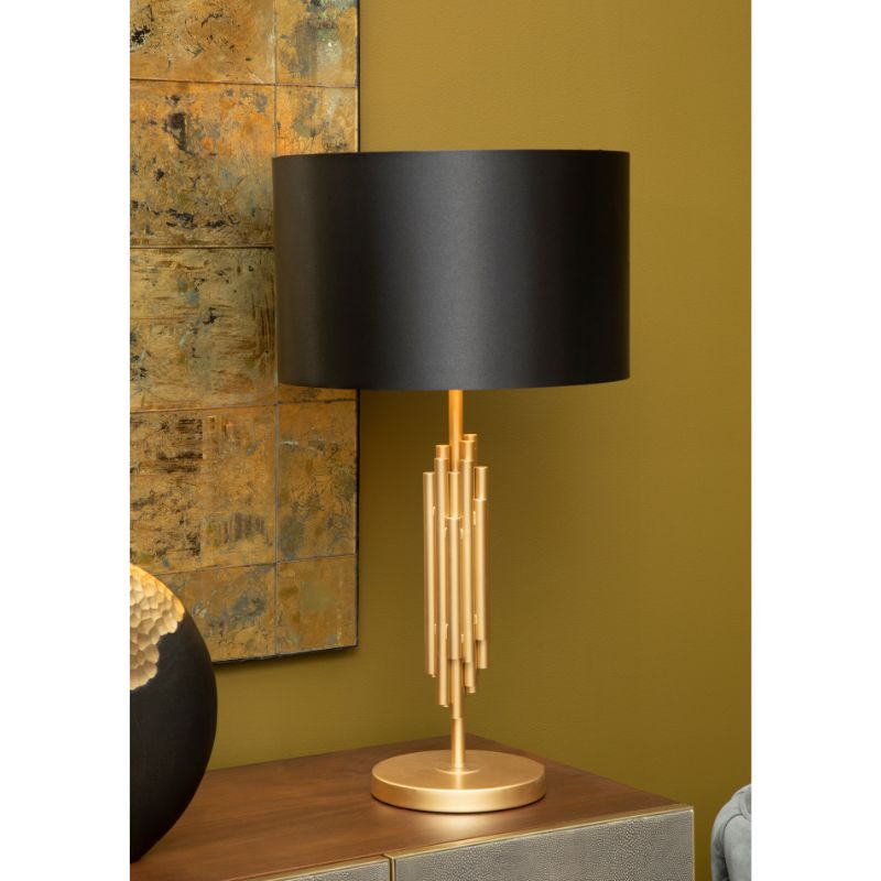 Tate Asymmetric Gold Stem Table Lamp With Fabric Shade-Niro Home-nirohome