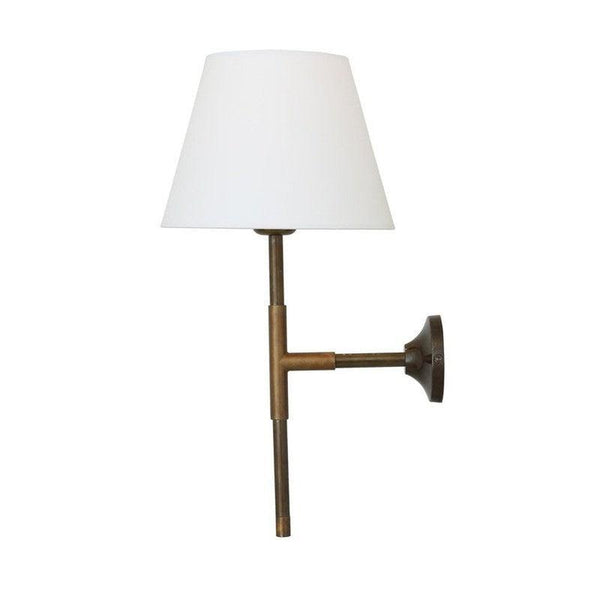 Tenby Modern Brass Wall Light With Empire Fabric Shade