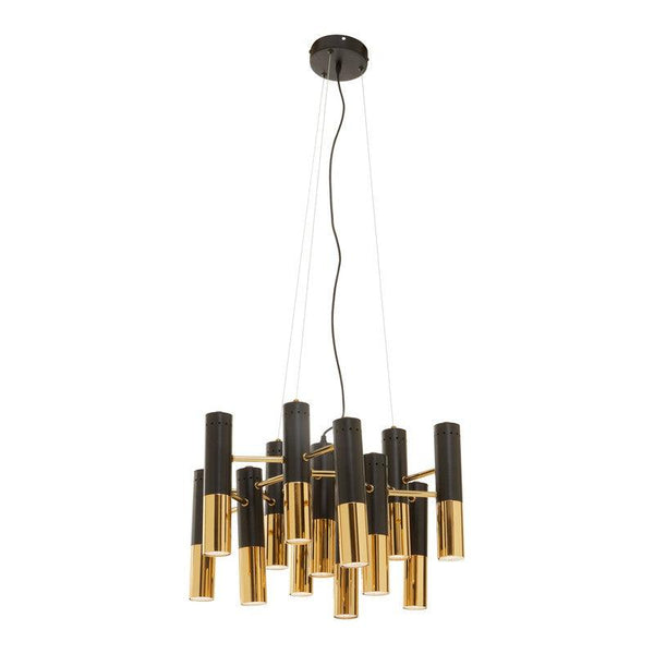 Ubbin Black And Gold Tube Chandelier