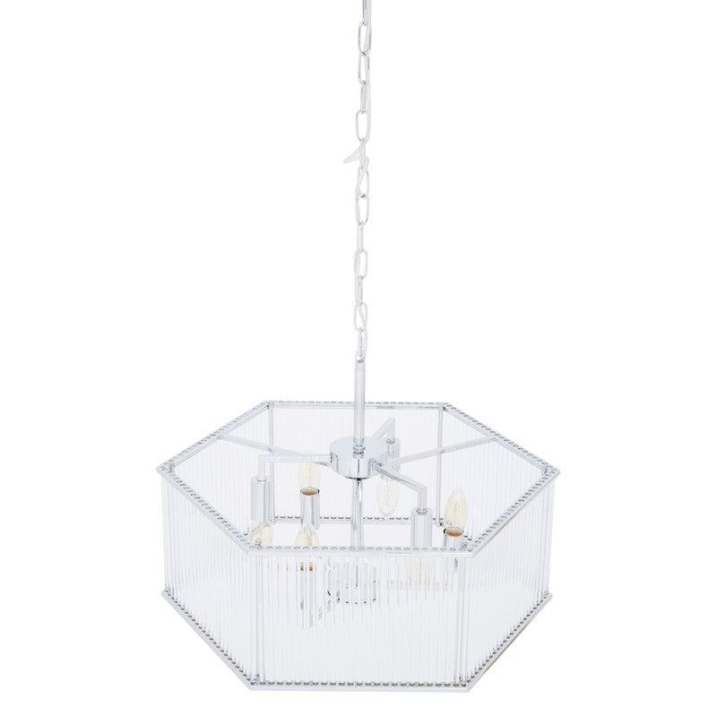 Valdez Hexagonal Ribbed Glass Chandelier-Niro Home-nirohome