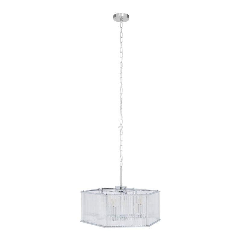 Valdez Hexagonal Ribbed Glass Chandelier-Niro Home-nirohome