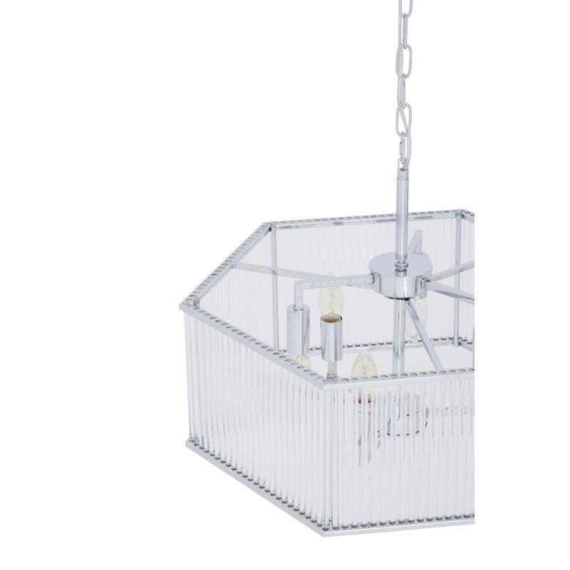 Valdez Hexagonal Ribbed Glass Chandelier-Wrenford & Co.-nirohome