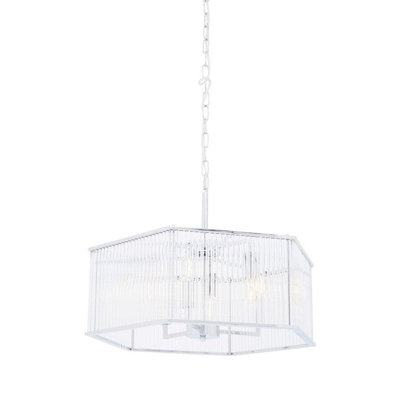Valdez Hexagonal Ribbed Glass Chandelier-Wrenford & Co.-nirohome