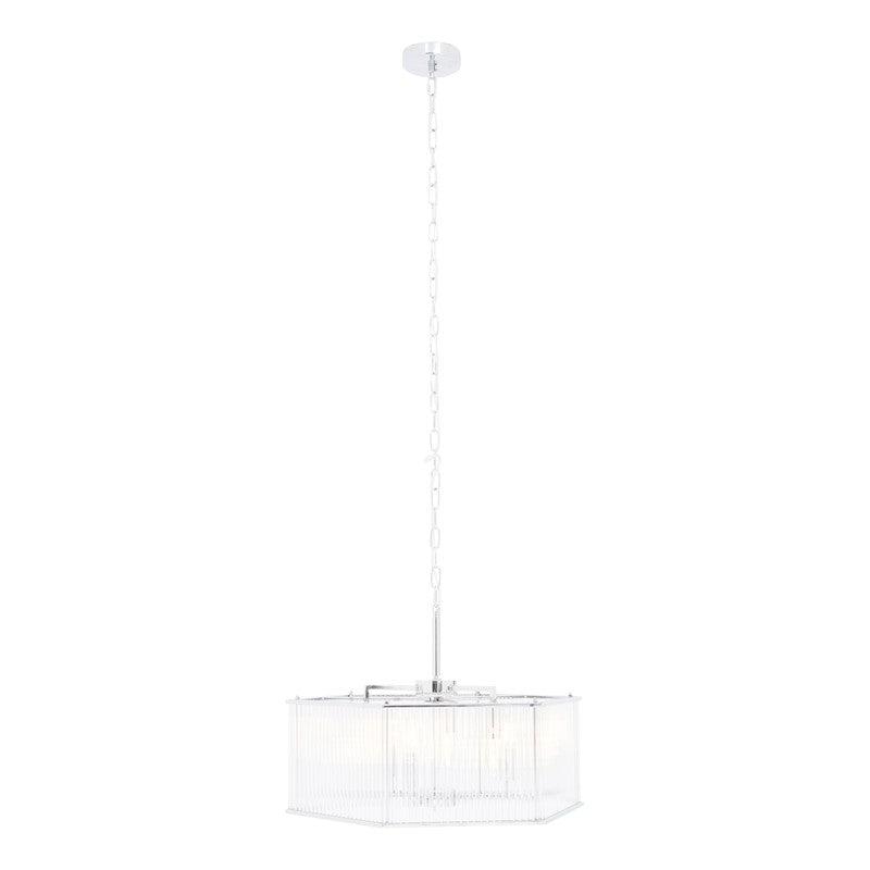 Valdez Hexagonal Ribbed Glass Chandelier-Wrenford & Co.-nirohome