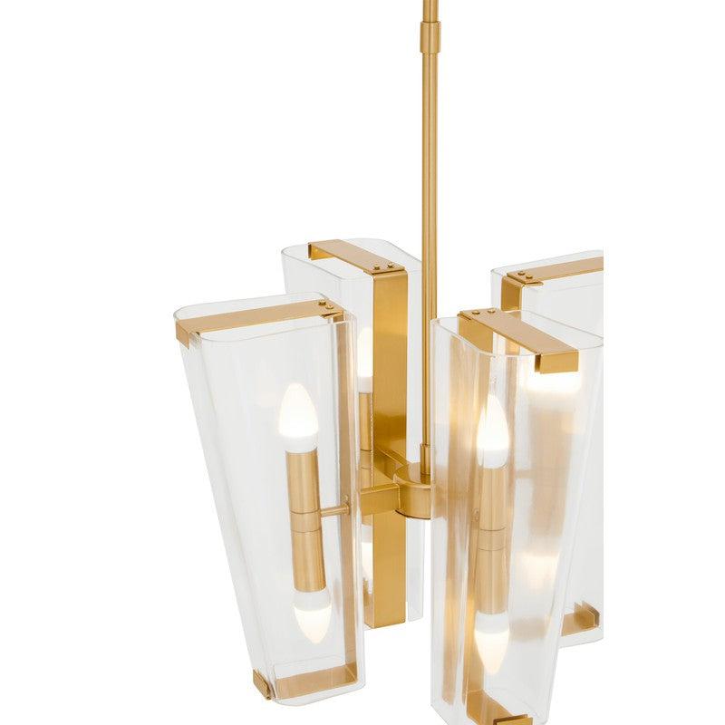 Vaughan 8 Bulb Glass Lantern Style Chandelier-Wrenford & Co.-Brass-nirohome