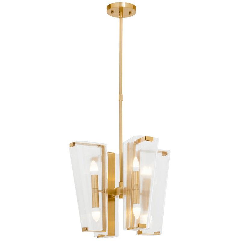 Vaughan 8 Bulb Glass Lantern Style Chandelier-Wrenford & Co.-Brass-nirohome