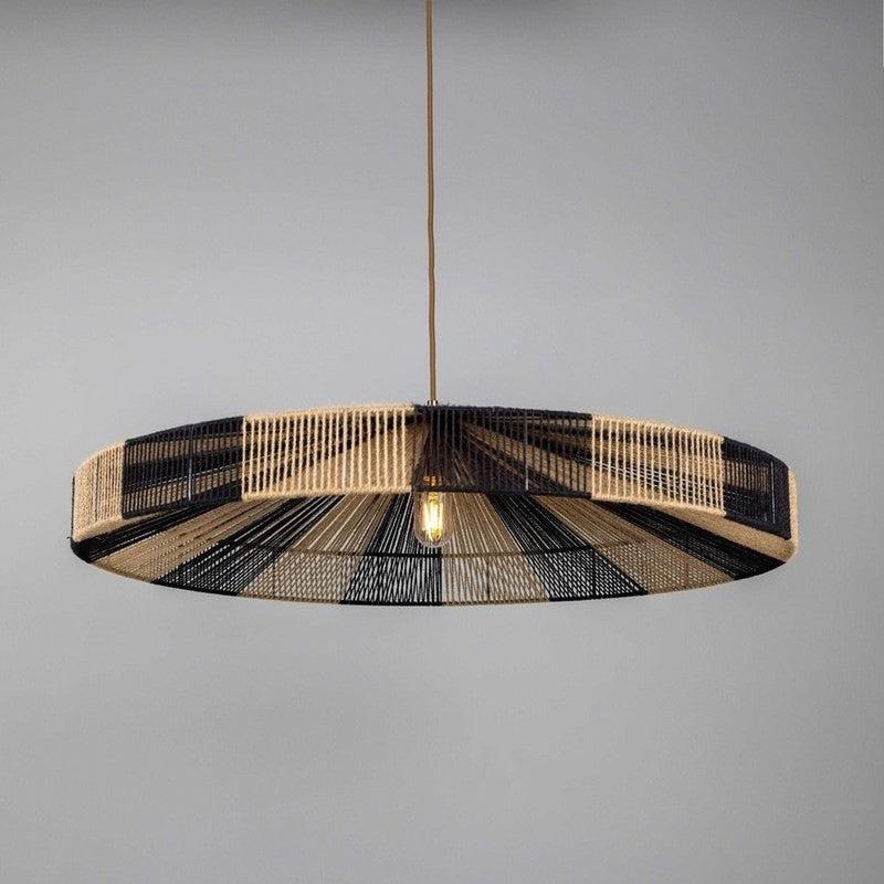 Vernon Pendant Light Raffia Striped Rope-Mullan Lighting-100cm-nirohome