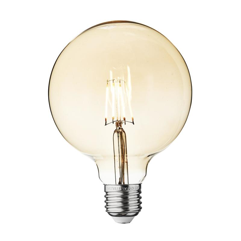 Vintage Edison Globe Old Filament Dimmable LED Bulb - E27 G125-Industville-5W Amber-nirohome