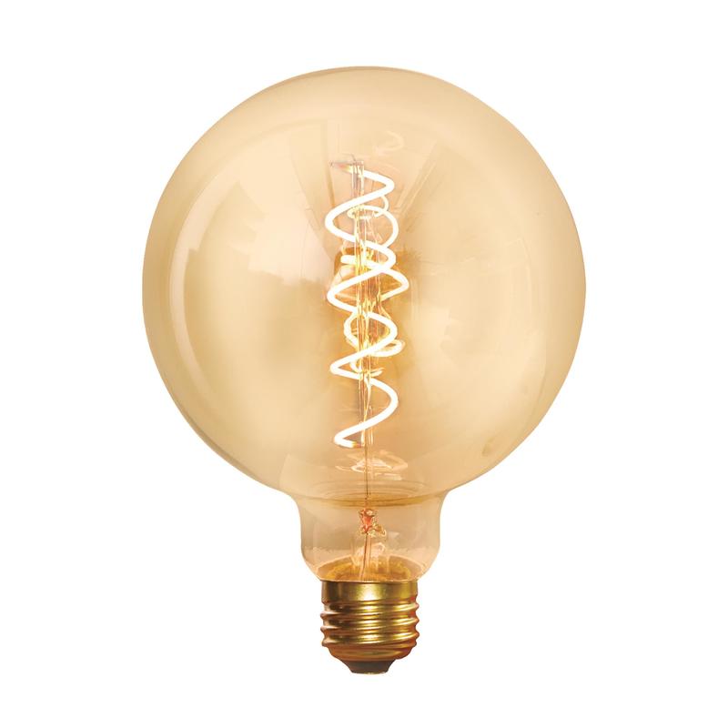 Vintage Edison Globe Old Filament Dimmable LED Bulb - E27 G125-Industville-5W Spiral Amber-nirohome