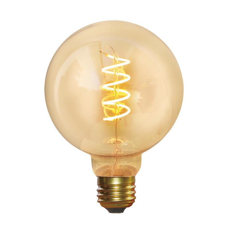 Vintage Edison Small Globe Old Filament Dimmable LED Bulb - E27 G95-Industville-5W Spiral Amber-nirohome