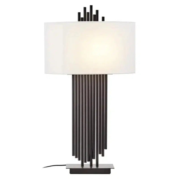 Watson Asymmetric Iron Pipe Table Lamp With Linen Shade