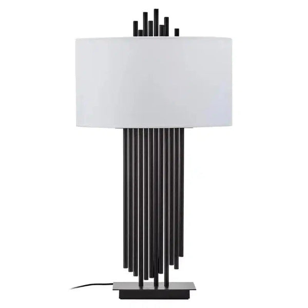 Watson Asymmetric Iron Pipe Table Lamp With Linen Shade