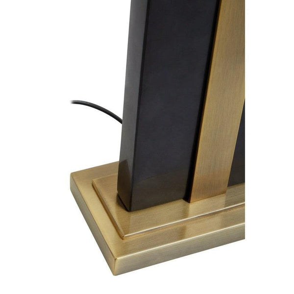 Welch Black Marble Table Lamp With Brushed Gold Base & Ivory Shade