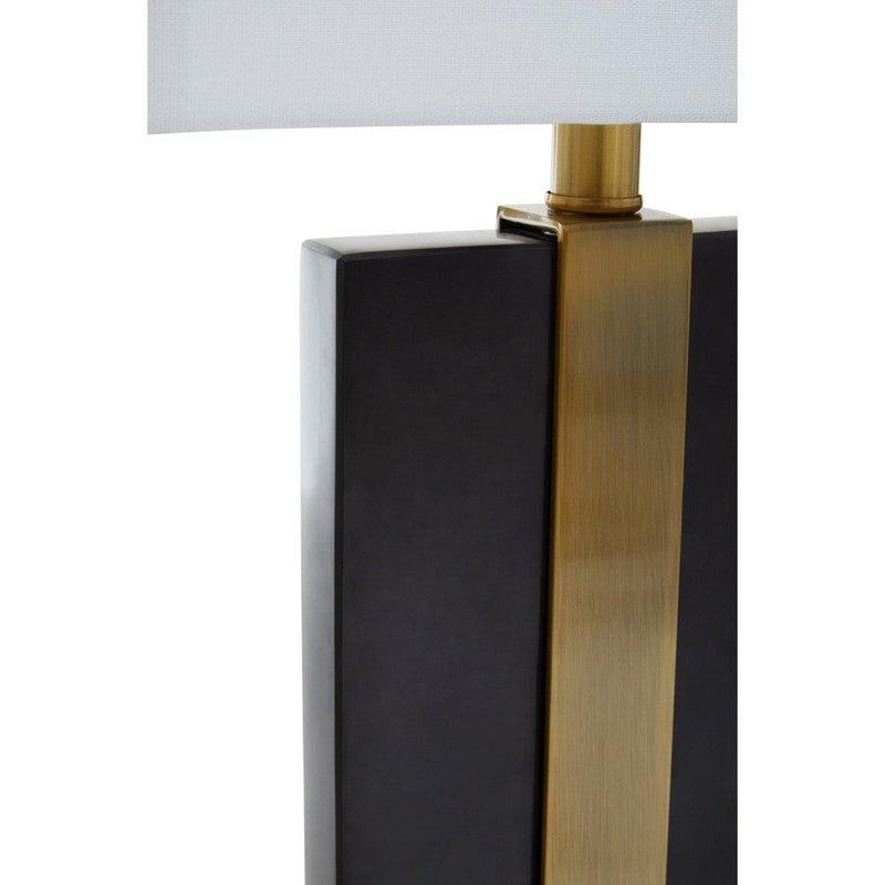 Welch Black Marble Table Lamp With Brushed Gold Base & Ivory Shade-Niro Home-nirohome