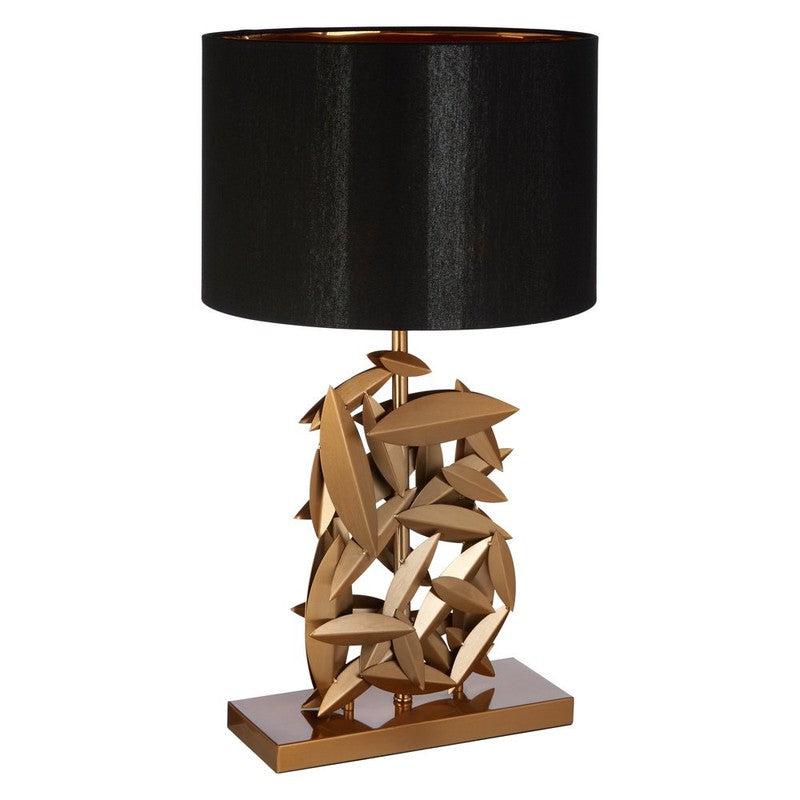 Wilson Gold Leaf Cascade Design Table Lamp With Black Linen Shade-Niro Home-nirohome