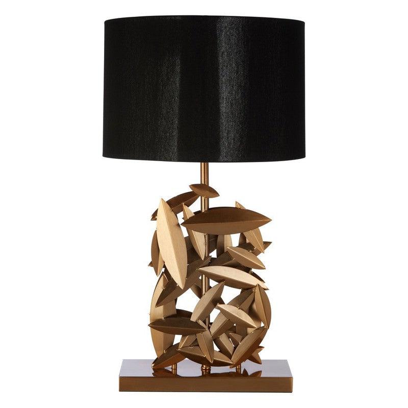 Wilson Gold Leaf Cascade Design Table Lamp With Black Linen Shade-Niro Home-nirohome