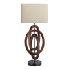 Wooden Geometric Circle Table Lamp-Industville-Natural Wood-Natural Cotton Rounded Rectangle - Medium Shade-nirohome