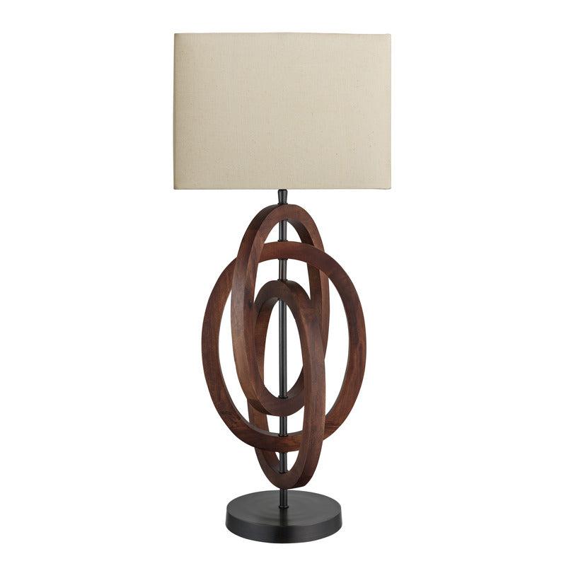 Wooden Geometric Circle Table Lamp-Industville-Natural Wood-Natural Cotton Rounded Rectangle - Medium Shade-nirohome