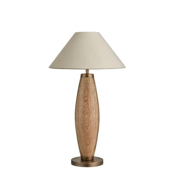 Wooden Geometric Pillar Table Lamp