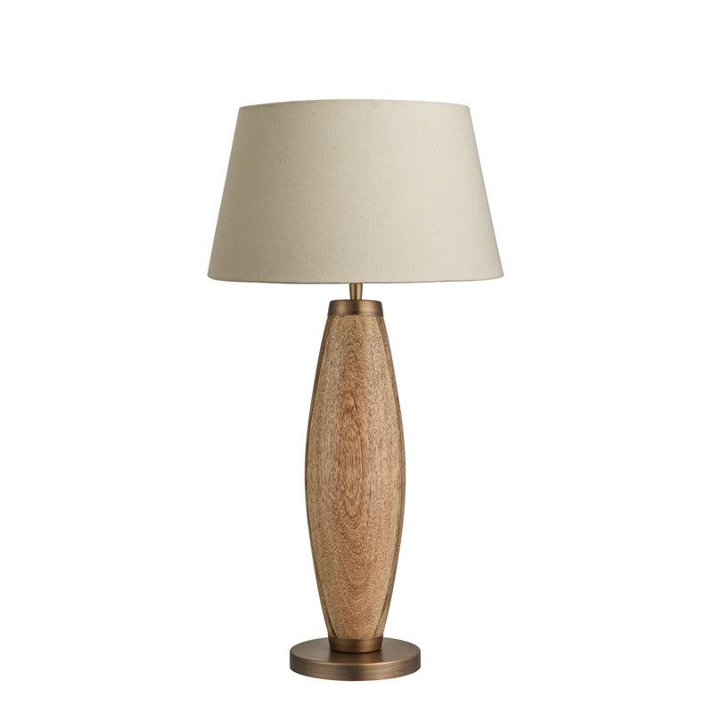 Wooden Geometric Pillar Table Lamp-Industville-Natural Wood-Natural Cotton Empire - Large Shade-nirohome