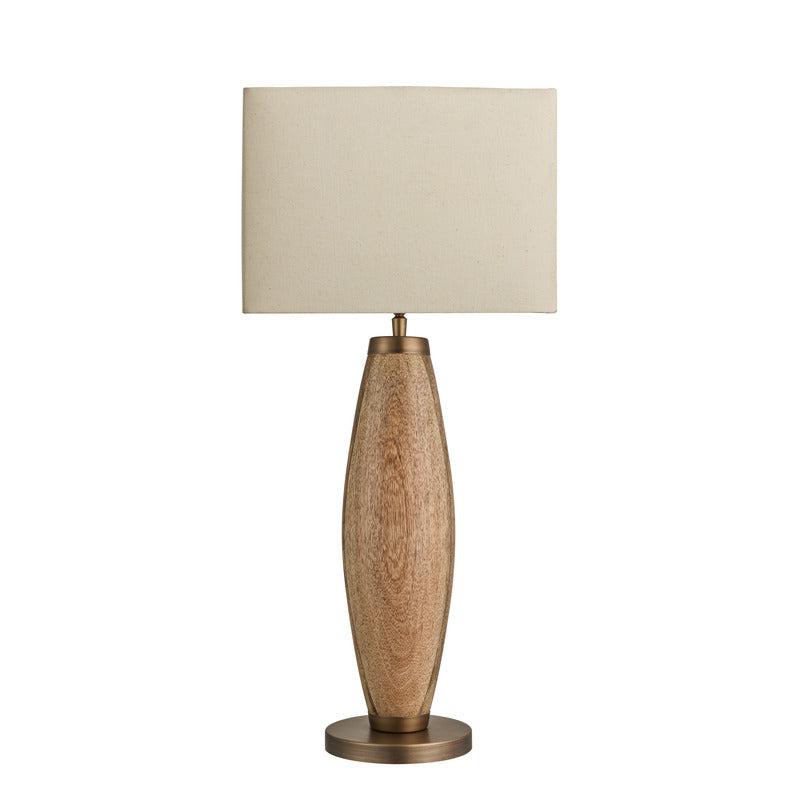 Wooden Geometric Pillar Table Lamp-Industville-Natural Wood-Natural Cotton Rounded Rectangle - Medium Shade-nirohome