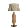 Wooden Geometric Pillar Table Lamp-Industville-Natural Wood-Scalloped Pure Linen Empire - Large-nirohome