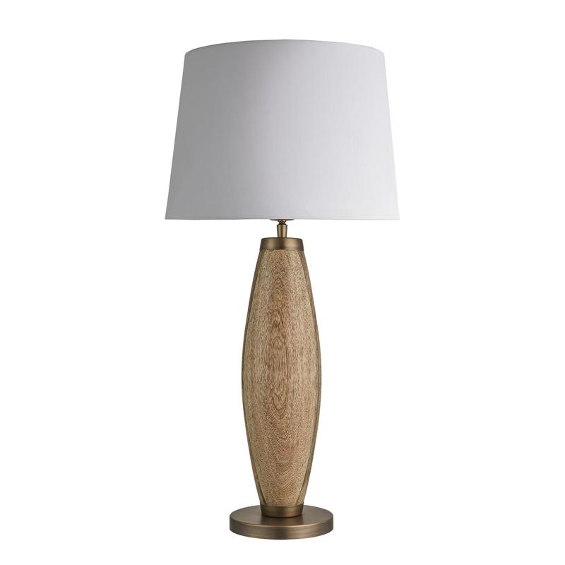 Wooden Geometric Pillar Table Lamp-Industville-Natural Wood-White Large Empire Shade-nirohome