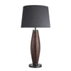 Wooden Geometric Pillar Table Lamp-Industville-Walnut Wood-Grey Large Empire Shade-nirohome
