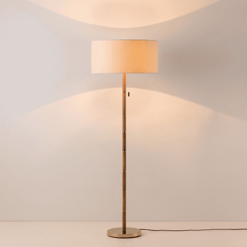 Wooden and Brass Disk Floor Lamp-Houseof.-nirohome