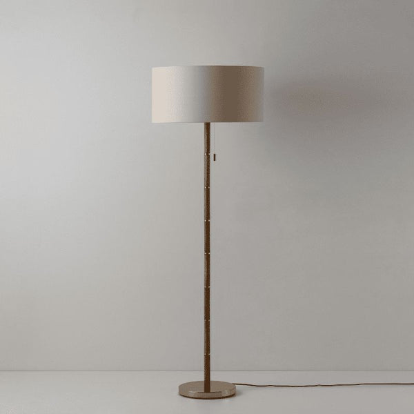 Wooden and Brass Disk Floor Lamp