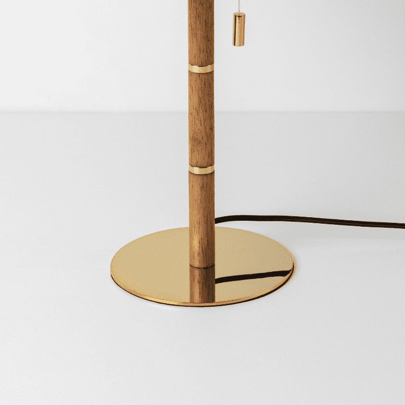 Wooden and Brass Disk Table Lamp-Houseof.-nirohome