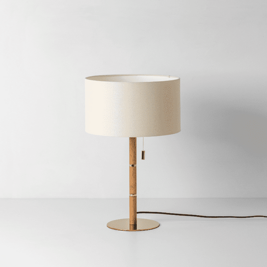 Houseof. Wooden and Brass Disk Table Lamp